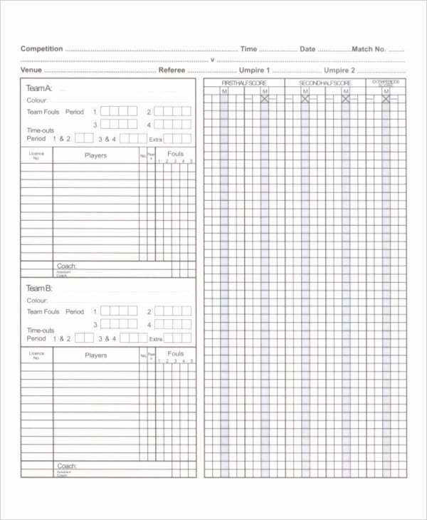 Score Sheets for Basketball Unique 12 Scoreboard Templates Free Sample Example format