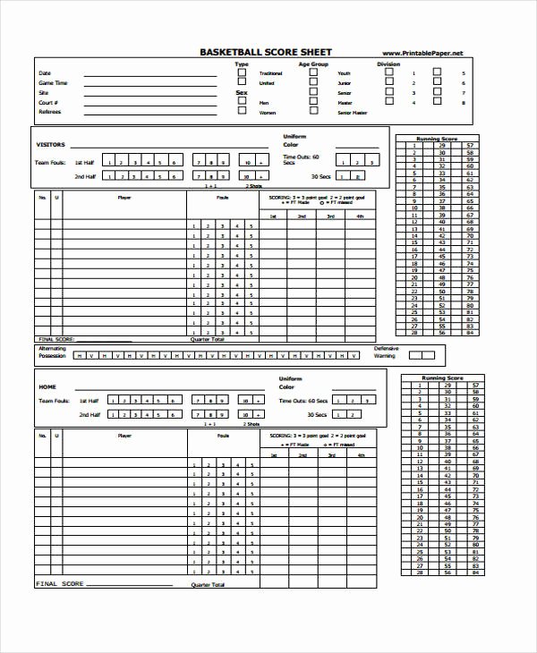 Scoring Sheet for Basketball Awesome 14 Score Sheet Templates Free Samples Examples format