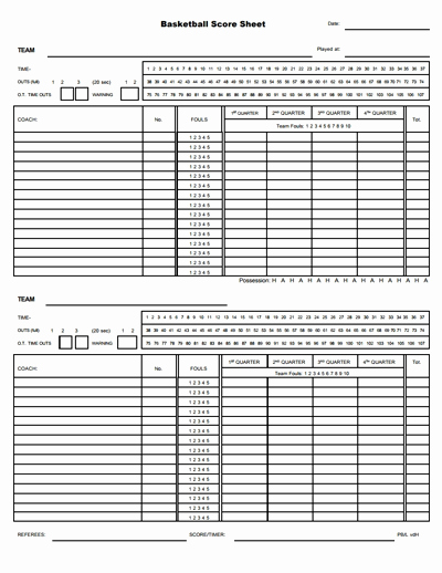 Scoring Sheet for Basketball Lovely Basketball Score Sheet Free Download Create Edit Fill