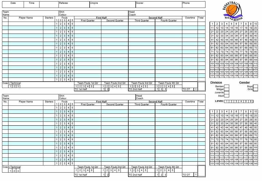 Scoring Sheets for Basketball New 8 Free Sample Basketball Score Sheet Samples Printable