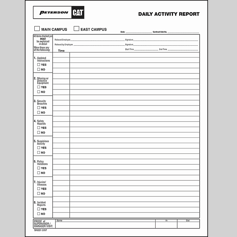 Security Daily Activity Report Template Lovely Available Materials