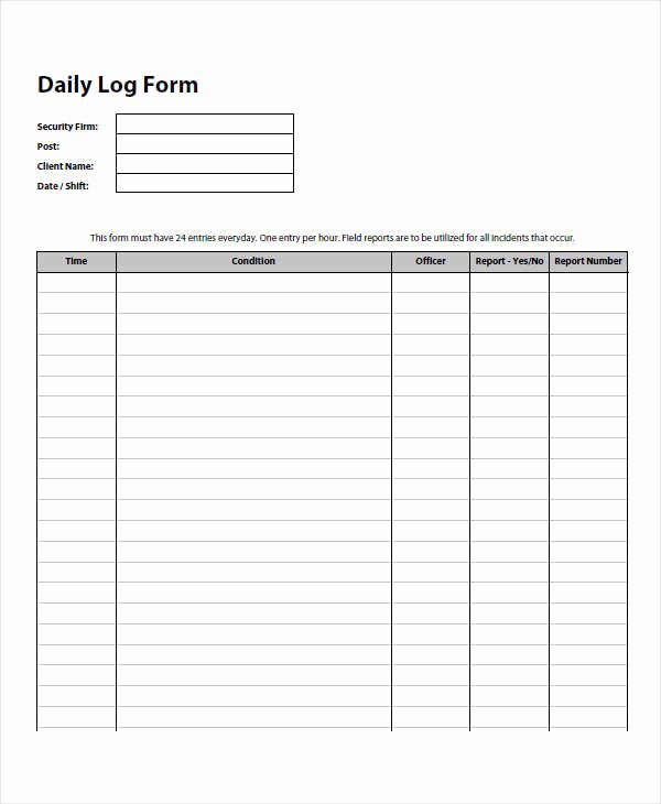Security Daily Activity Report Template New 31 Sample Daily Log Templates In Pdf