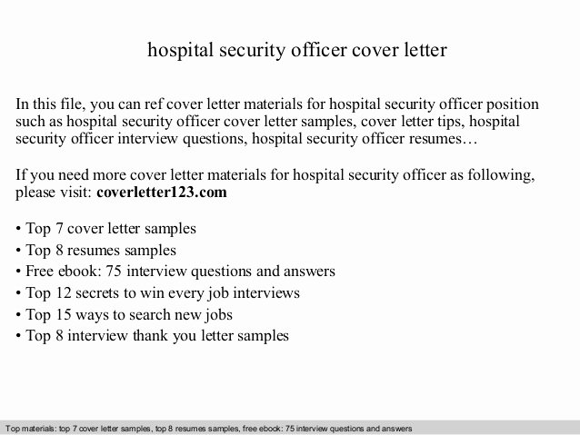 Security Officer Cover Letter Sample Fresh Hospital Security Officer Cover Letter