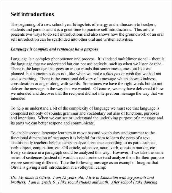 30 Self Introductory Speech Example Example Document Template