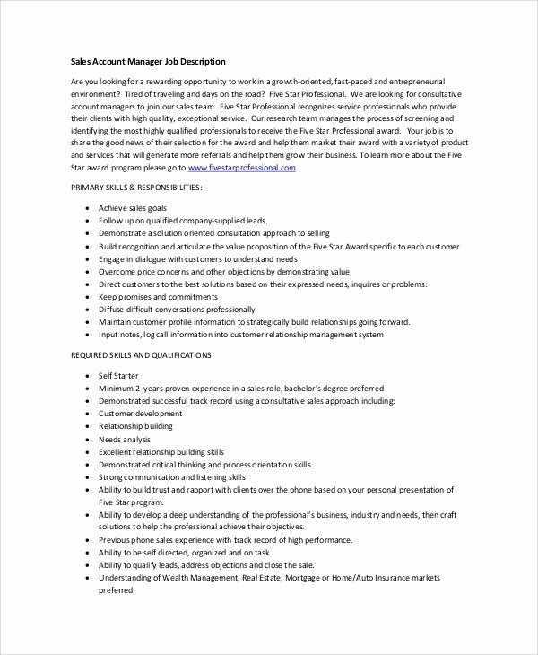 30 Senior Accounts Manager Job Description Example Document Template