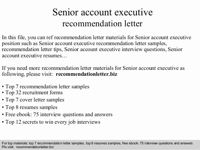 Senior Accounts Manager Job Description Beautiful Senior Account Executive Re Mendation Letter