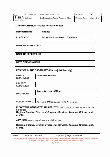 Senior Accounts Manager Job Description Luxury Suvcw Camp and Department Ficer Job Descriptions