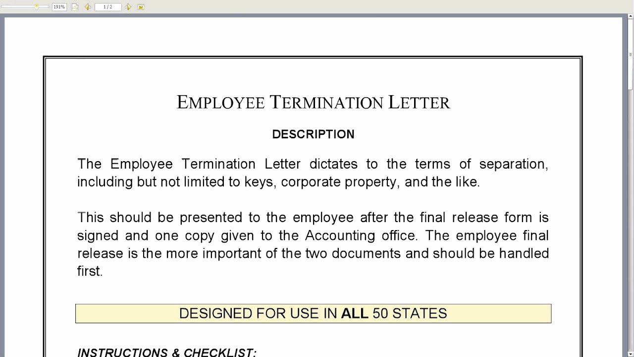 Separation Letter to Employee Elegant Employee Termination Letter