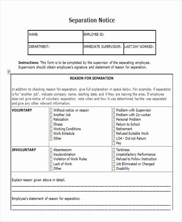 Separation Letter to Employee New 16 Notice forms In Word