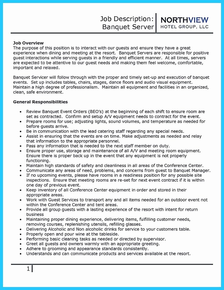 Server Cover Letter Example Awesome Actually Not the Entire Jobs Of Server Require Resume for