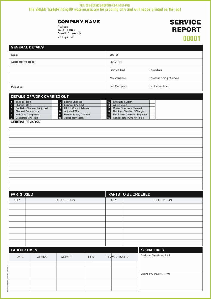 Server order Pad Template Beautiful Free Service Report Pads Templates