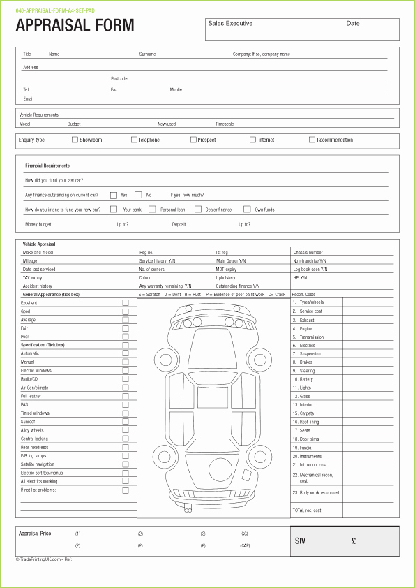 Server order Pad Template New Car Appraisal Template – Free Download