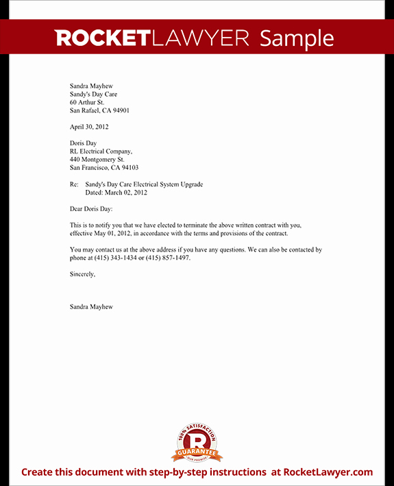 Service Agreement Termination Letter Fresh Notice Of Termination Of Contract Notice Letter with