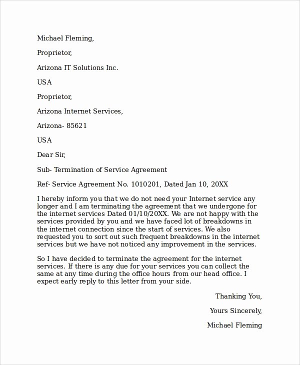 Service Agreement Termination Letter New 10 Sample Service Termination Letters Pdf Doc Apple