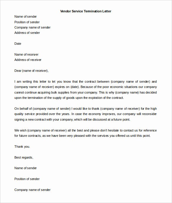 Service Agreement Termination Letter New 9 Service Termination Letter Templates Word Pdf