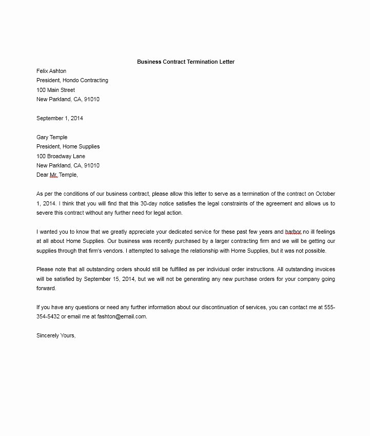 Service Contract Termination Letter Template Awesome 35 Perfect Termination Letter Samples [lease Employee