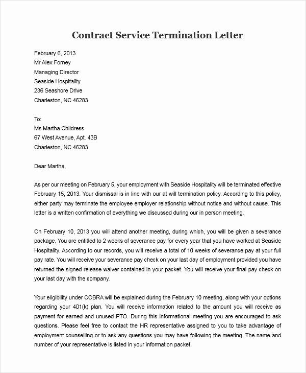 Service Contract Termination Letter Template Elegant 31 Sample Service Letters