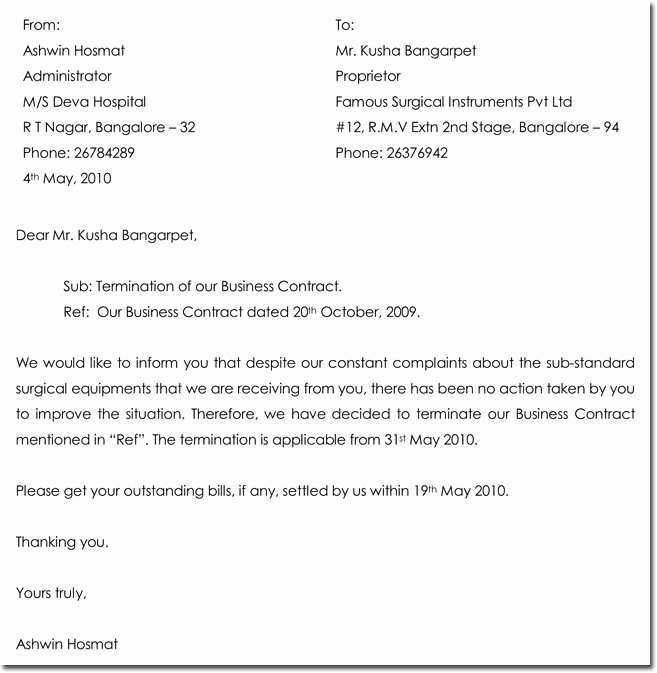 Service Contract Termination Letter Template Fresh 28 Samples Of Termination Letter Templates &amp; formats