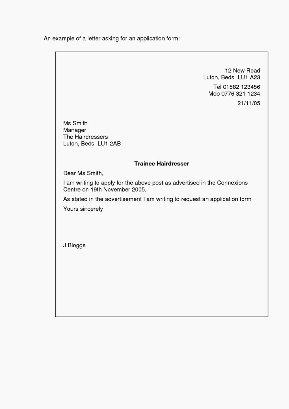 covering letter email sample