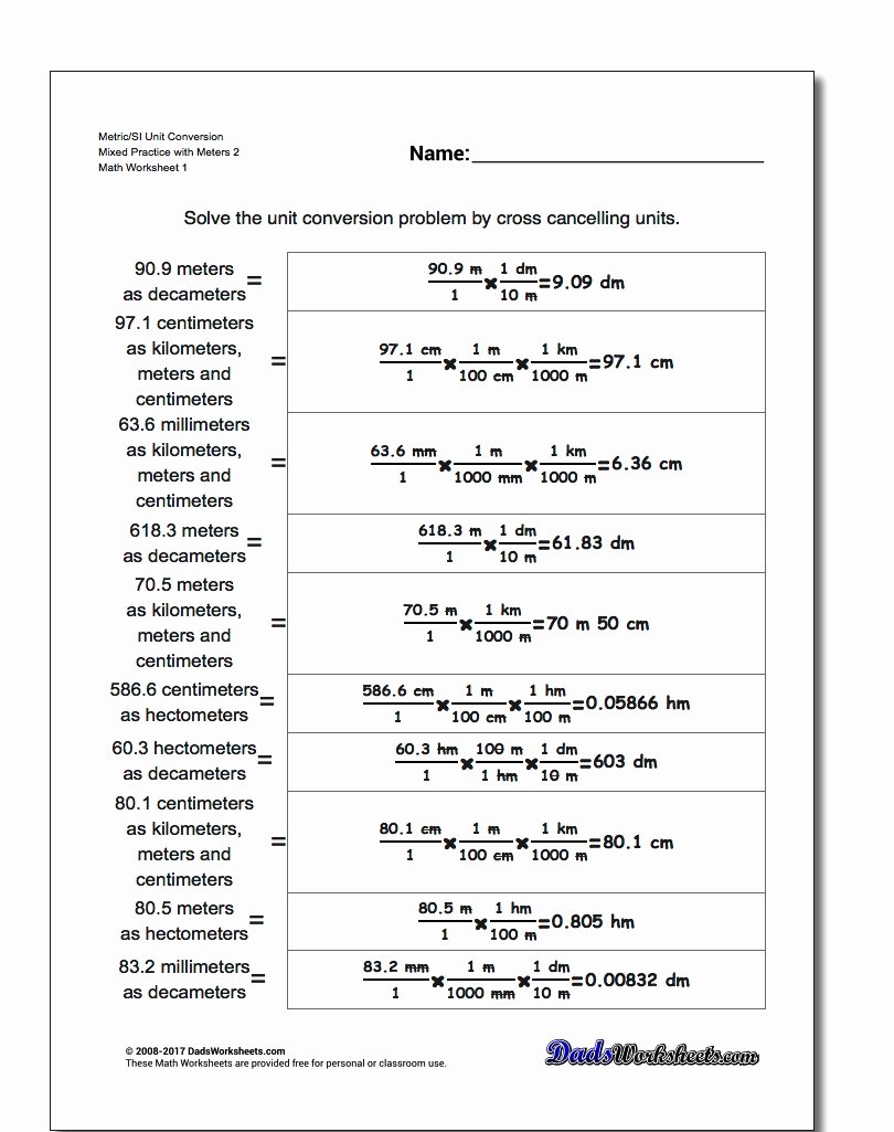 Si Unit Conversion Worksheet Awesome Metric Si Length
