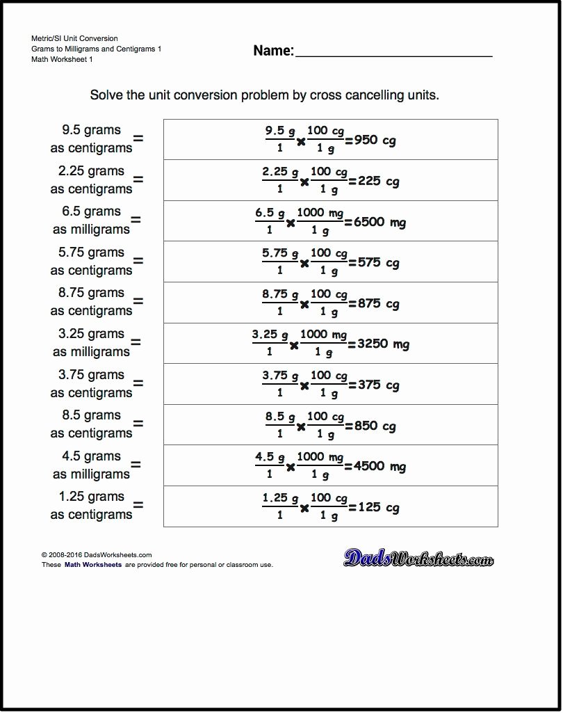 Si Unit Conversion Worksheet Elegant Units Length Worksheet