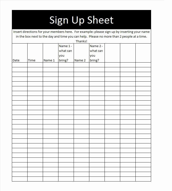 Sign Up Sheet Example Beautiful 40 Sign Up Sheet Sign In Sheet Templates Word &amp; Excel