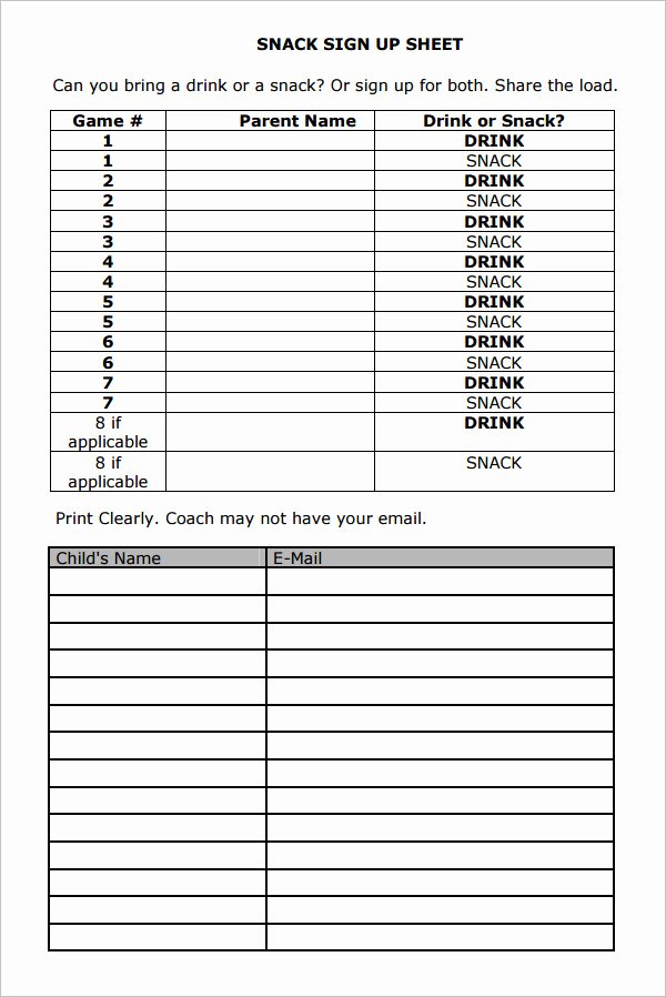 Sign Up Sheet Example Fresh 27 Sample Sign Up Sheet Templates Pdf Word Pages Excel
