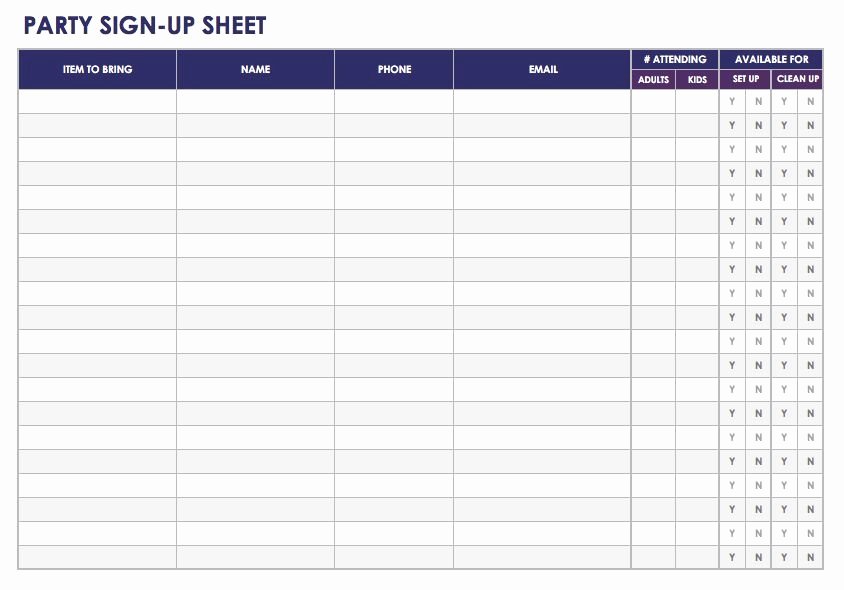 Sign Up Sheet Example Lovely Free Sign In and Sign Up Sheet Templates
