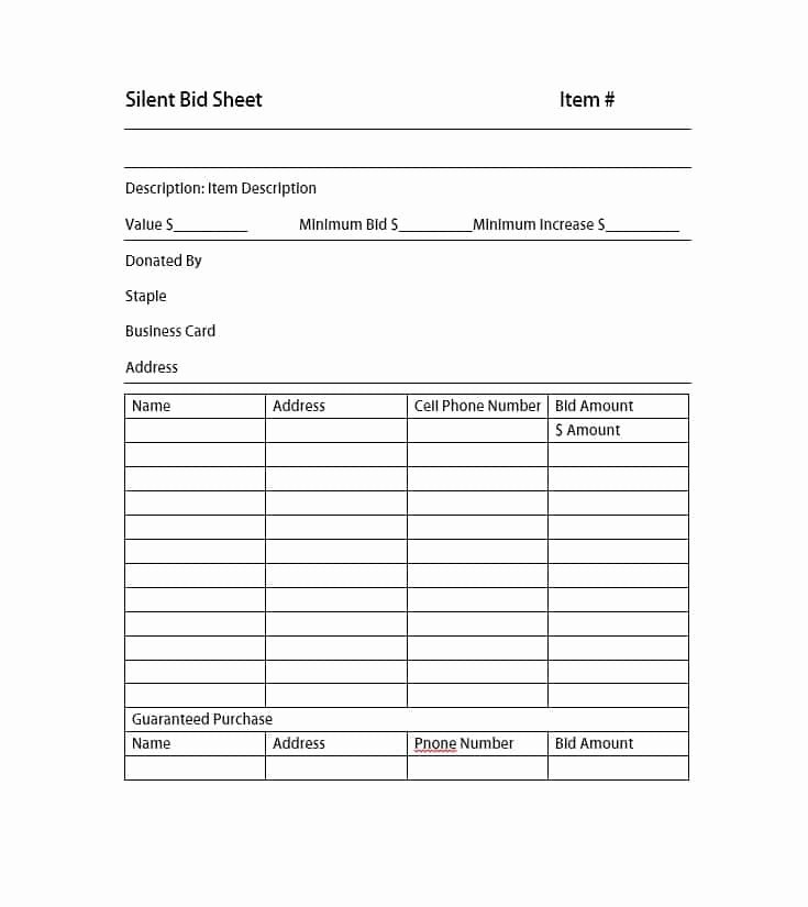 Silent Auction Bid Sheet Best Of 40 Silent Auction Bid Sheet Templates [word Excel]