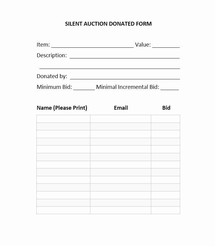 Silent Auction Bid Sheet Elegant 40 Silent Auction Bid Sheet Templates [word Excel]