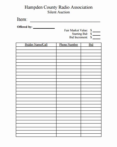 Silent Auction Bid Sheet Printable Awesome 14 Silent Auction forms Templates