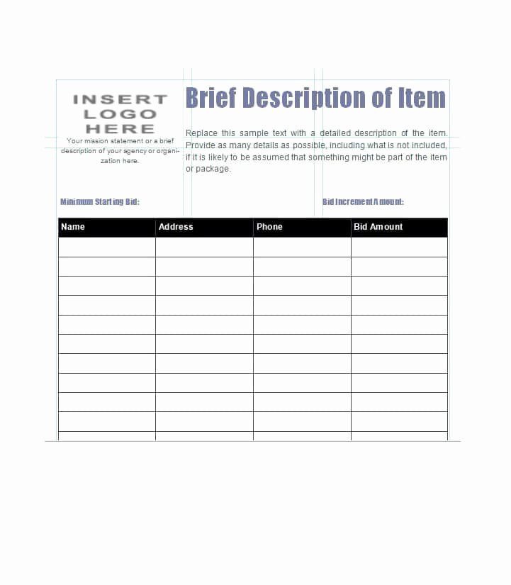 Silent Auction Bid Sheet Printable Elegant 40 Silent Auction Bid Sheet Templates [word Excel]