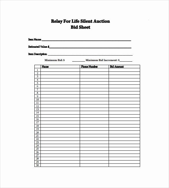 Silent Auction Bid Sheet Printable Inspirational Bid Sheet Template 12 Awesome Things You Can Learn From Bid