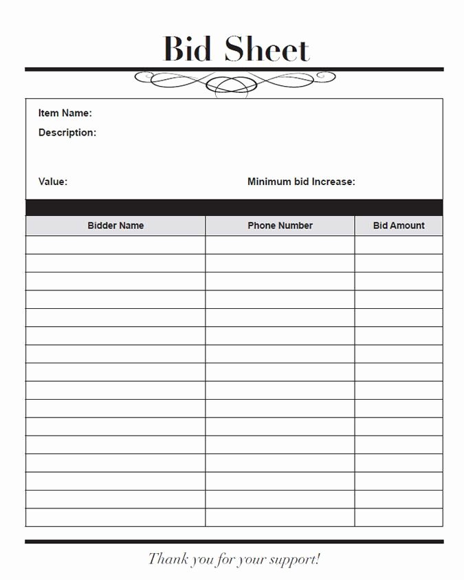 Silent Auction Bid Sheet Word Best Of Auction Planning tools Template S Including Bid