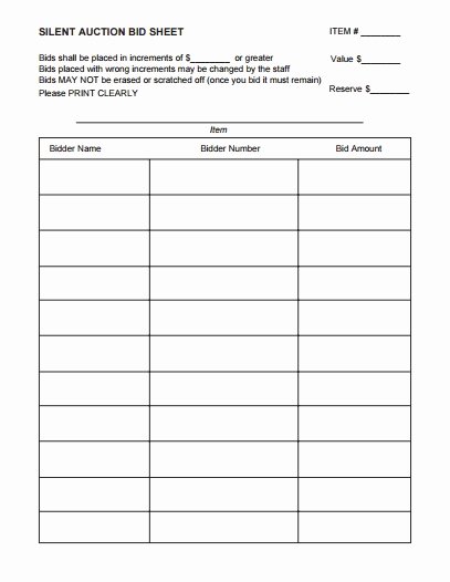 Silent Auction forms Awesome 14 Silent Auction forms Templates
