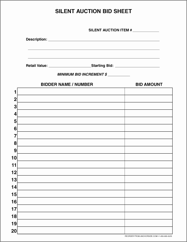 Silent Auction forms Awesome 30 Silent Auction Bid Sheet Templates [word Excel Pdf]