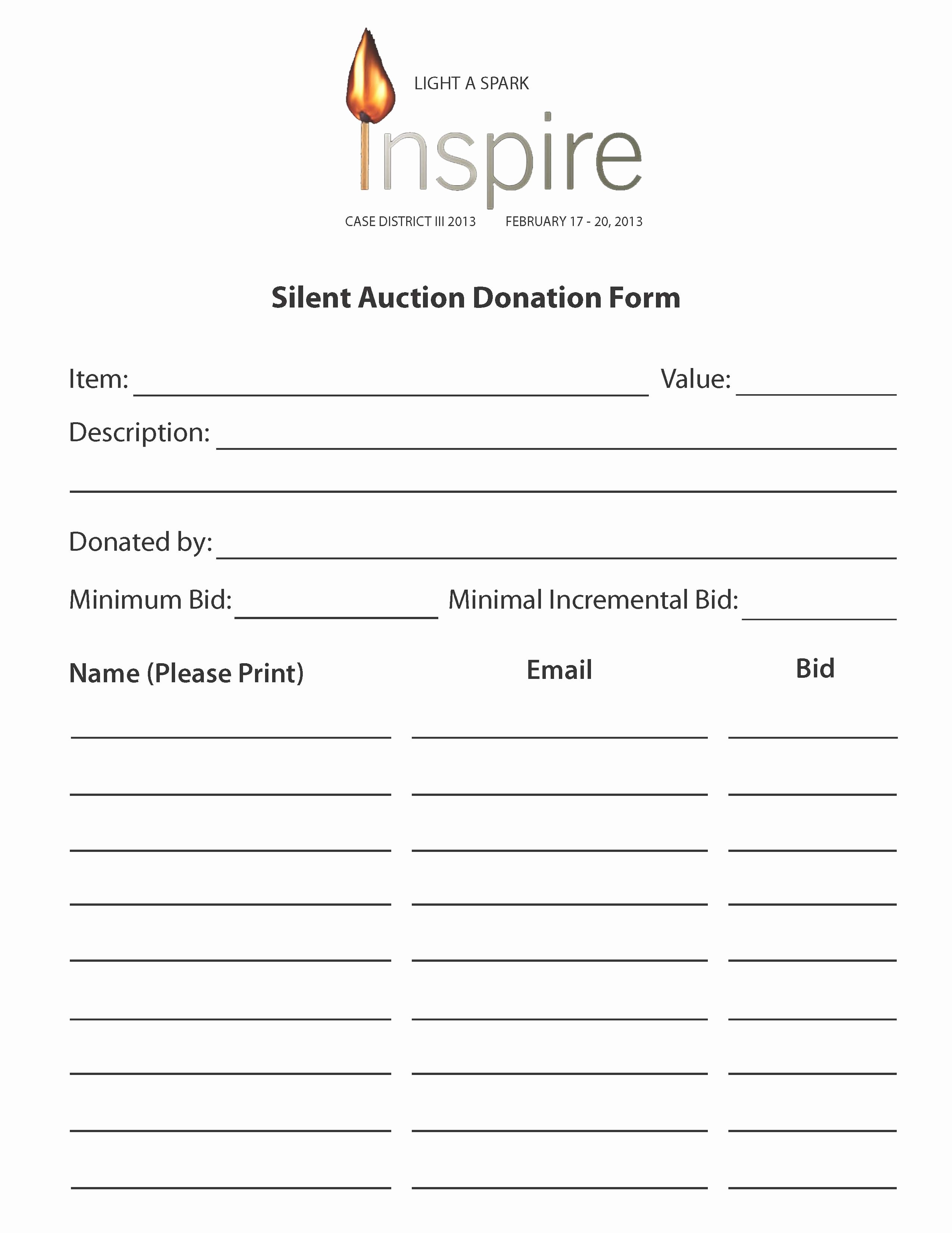 Silent Auction forms Awesome Case Silent Auction Donation forms