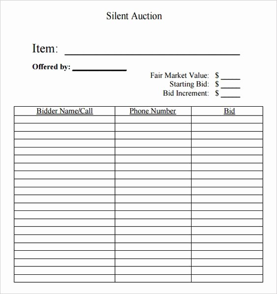 Silent Auction forms Lovely Silent Auction Bid Sheet Free