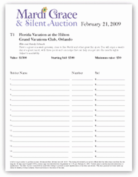 Silent Auction Template Free Best Of 6 Silent Auction Bid Sheet Templates Free Sample Templates