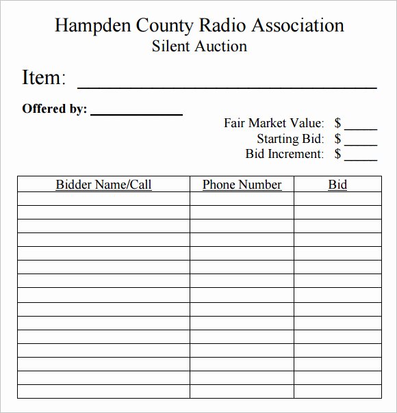 Silent Auction Template Free Luxury Sample Silent Auction Bid Sheet – 6 Example format