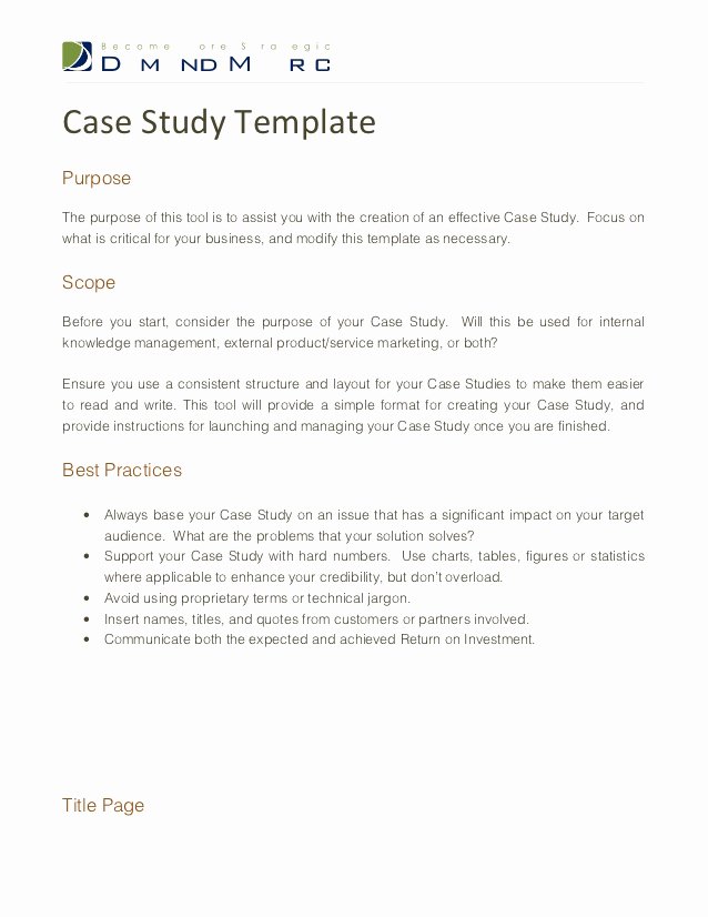 Simple Business Case Examples Best Of Case Study Template