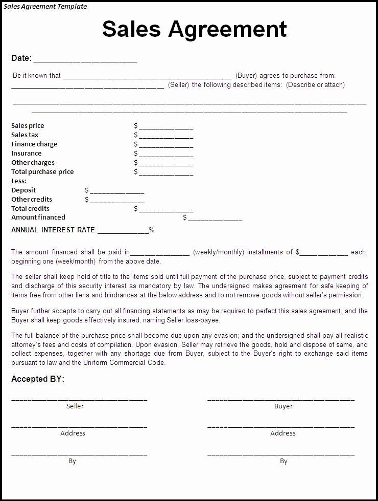 Simple Buy Sell Agreement form Lovely Free Printable Sale Agreement form form Generic