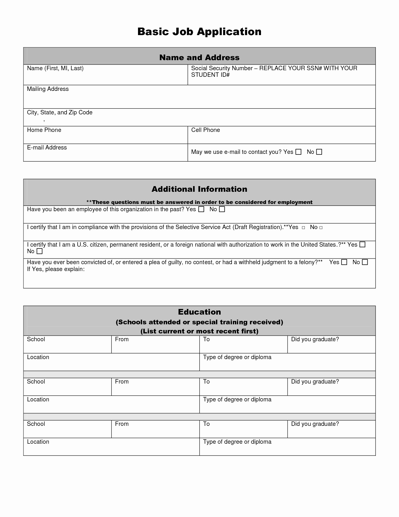 Simple Job Application Awesome Best S Of Basic Job Application Template Basic Job