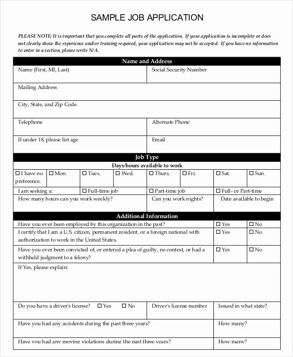 Simple Job Application Awesome Blank Job Application 8 Free Word Pdf Documents