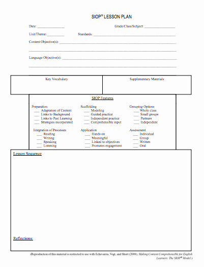 Siop Lesson Plan Templates Elegant Here S A Helpful Siop Lesson Plan Template