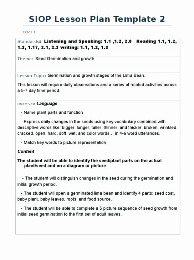 Siop Lesson Plan Templates Lovely Siop Lesson Plan Template Pearson – Siop Lesson Plan