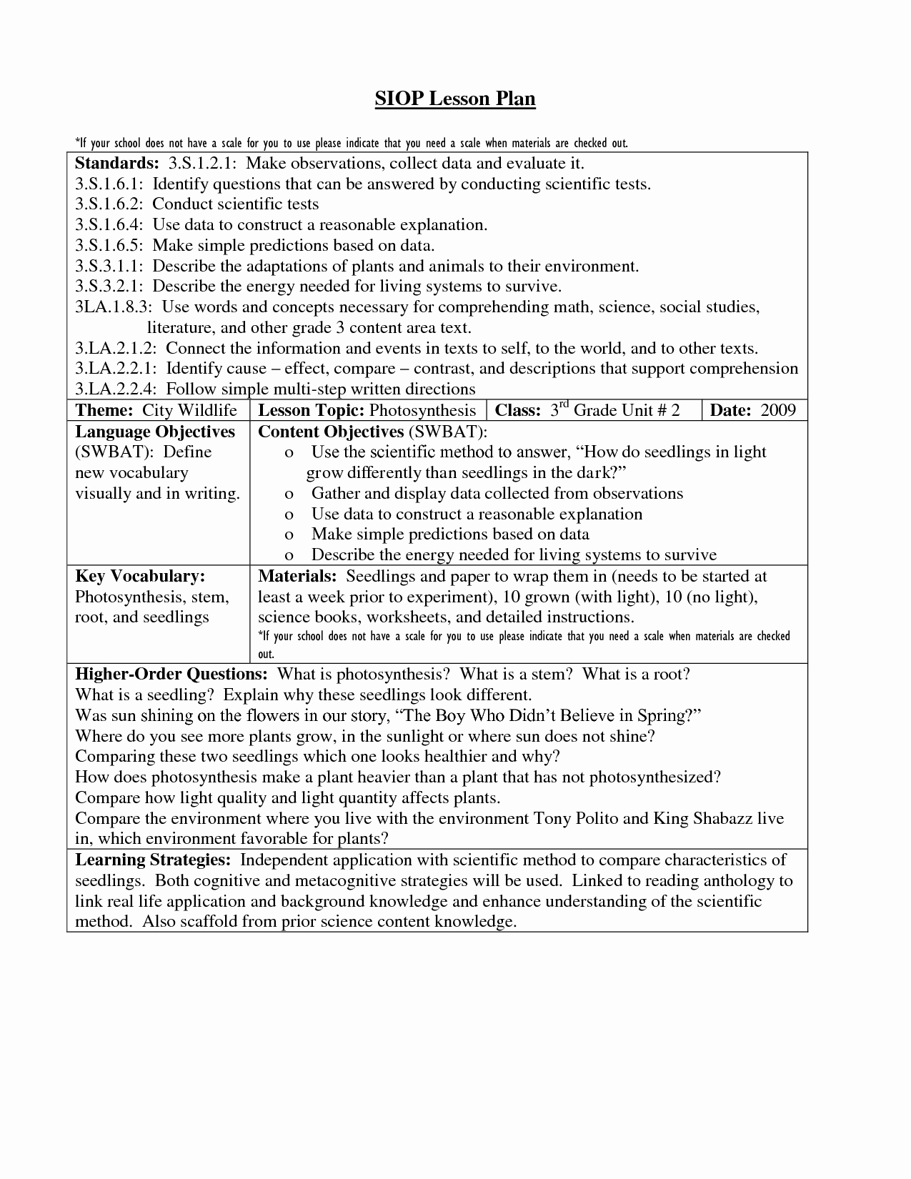 Siop Lesson Plan Templates Luxury 16 Awesome Siop Lesson Plan Template 2 Example