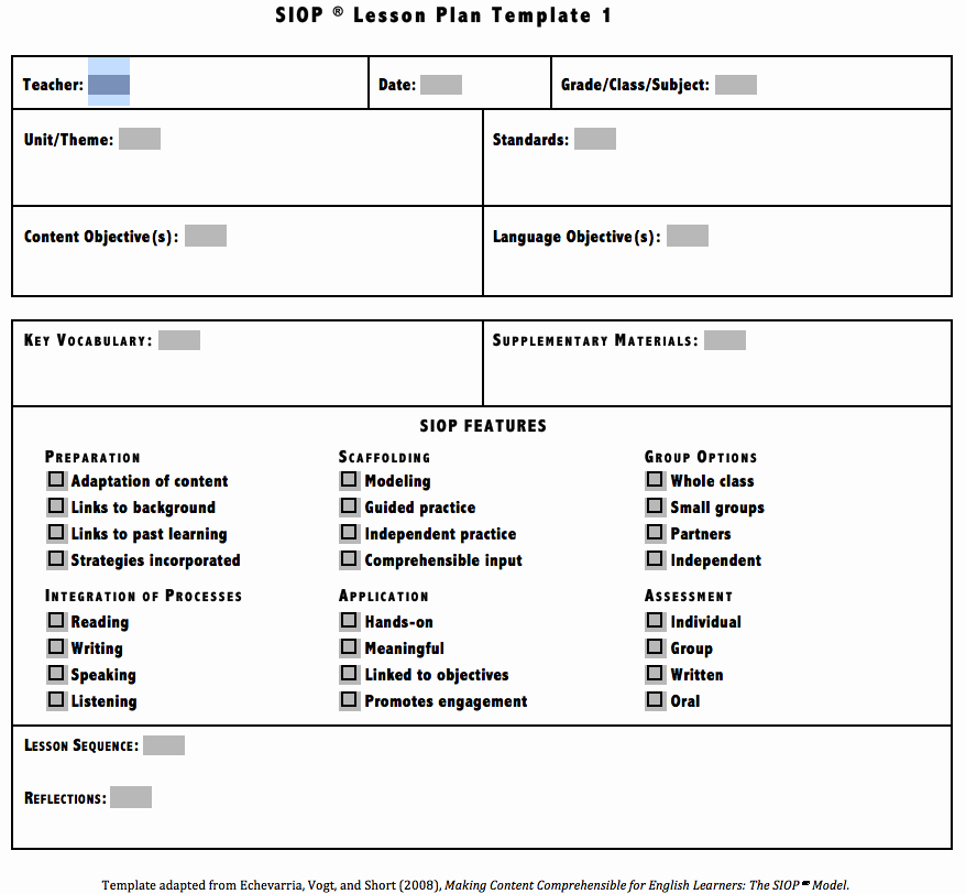 Siop Lesson Plan Templates New Download Siop Lesson Plan Template 1 2