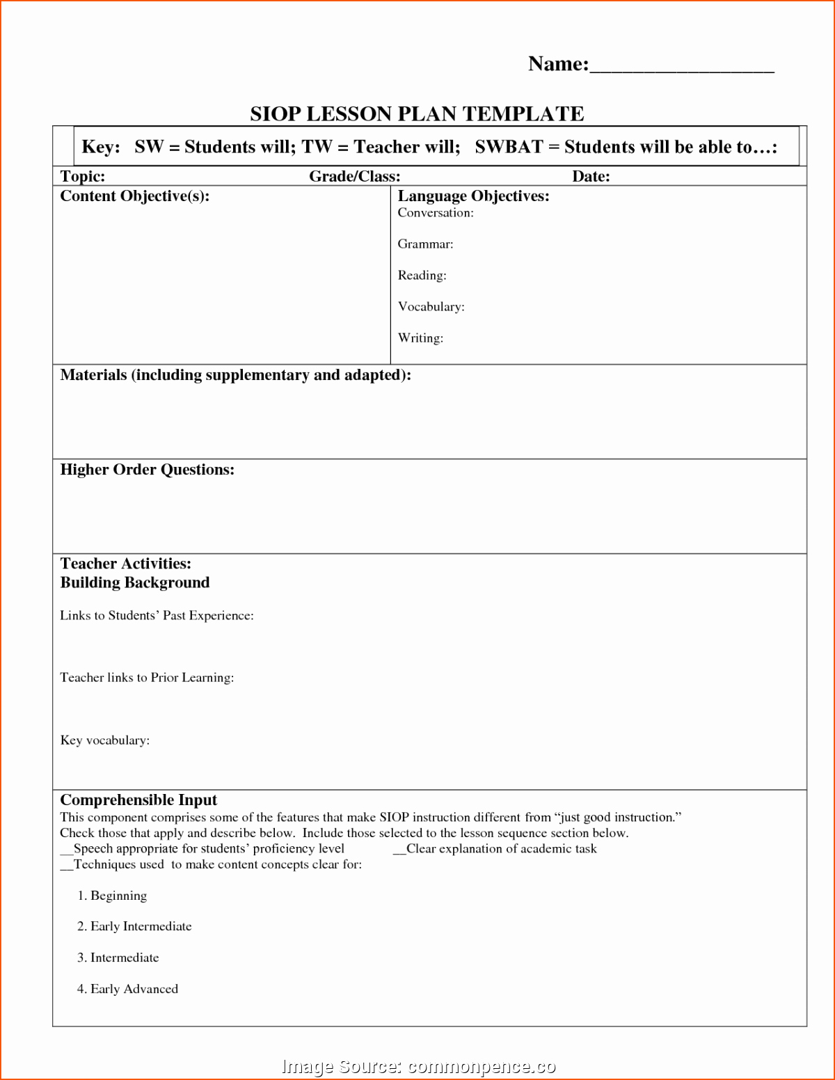 Siop Model Lesson Plan Fresh Valuable Siop Lesson Plan Template 2 Pearson Siop Model