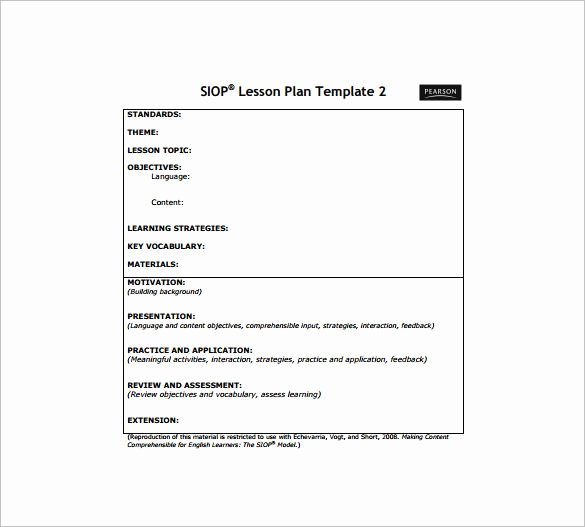 Siop Model Lesson Plan Unique Siop Lesson Plan Template Free Word Pdf Documents